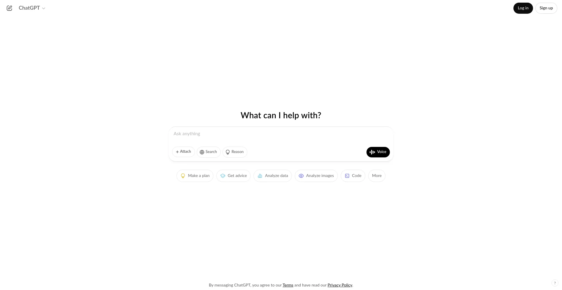 Website screenshot of Chatgpt.com