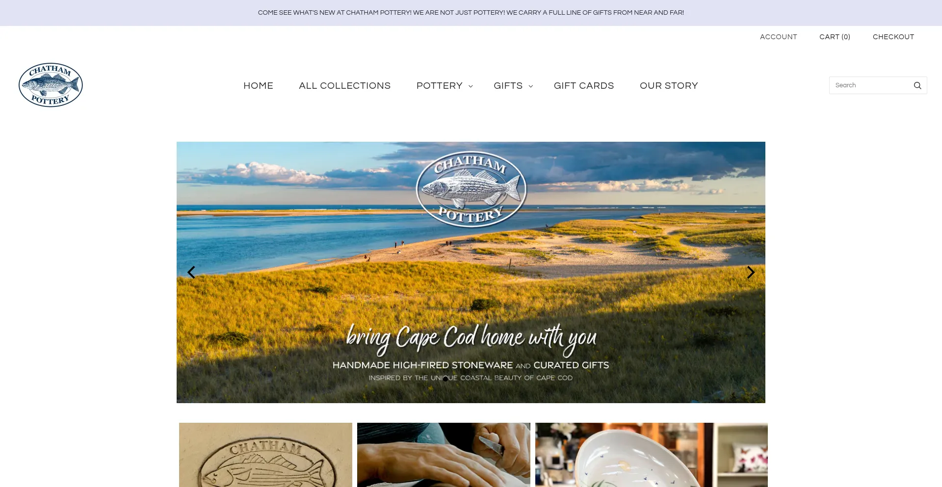 Website screenshot of Chathampottery.com