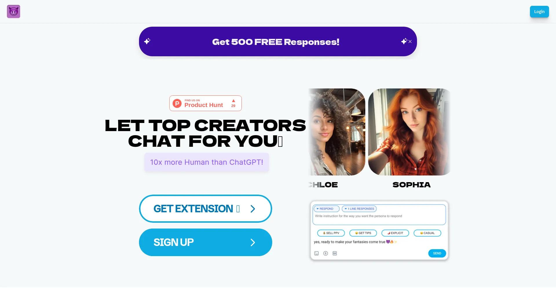 Website screenshot of Chatpersona.ai