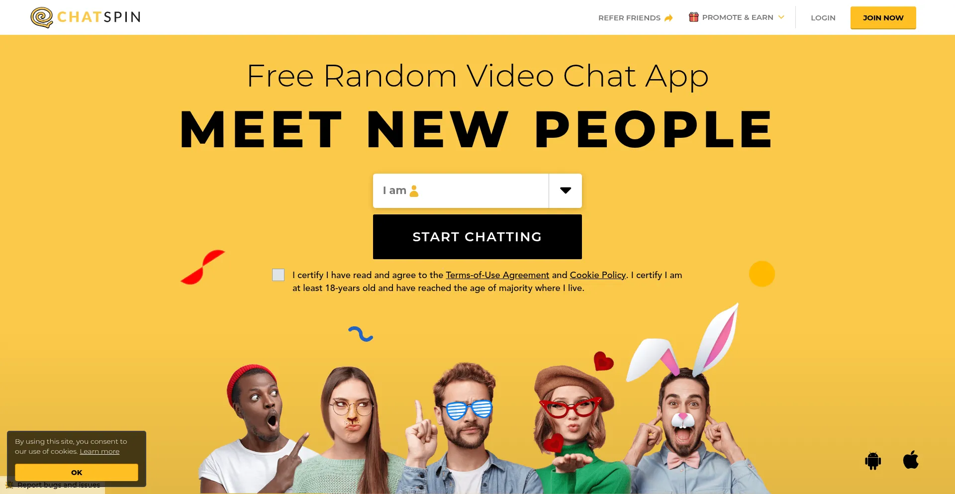 Website screenshot of Chatspin.com