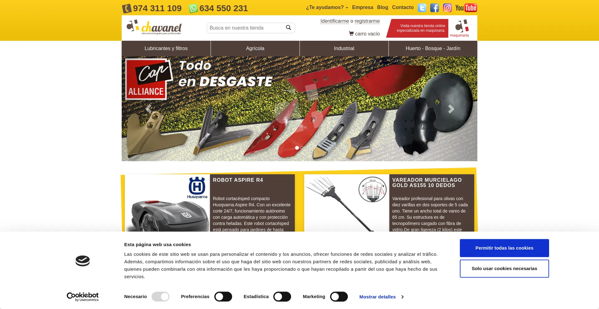 Website screenshot of Chavanel.es