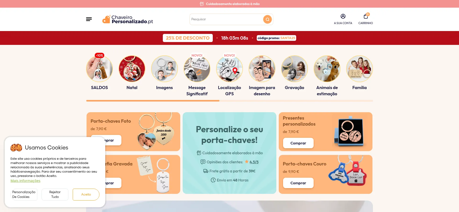 Website screenshot of Chaveiropersonalizado.pt