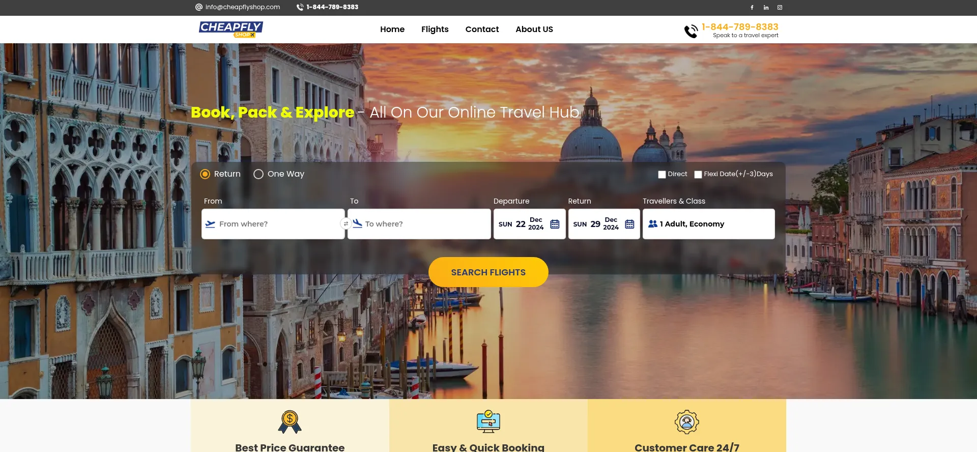 Website screenshot of Cheapflyshop.com