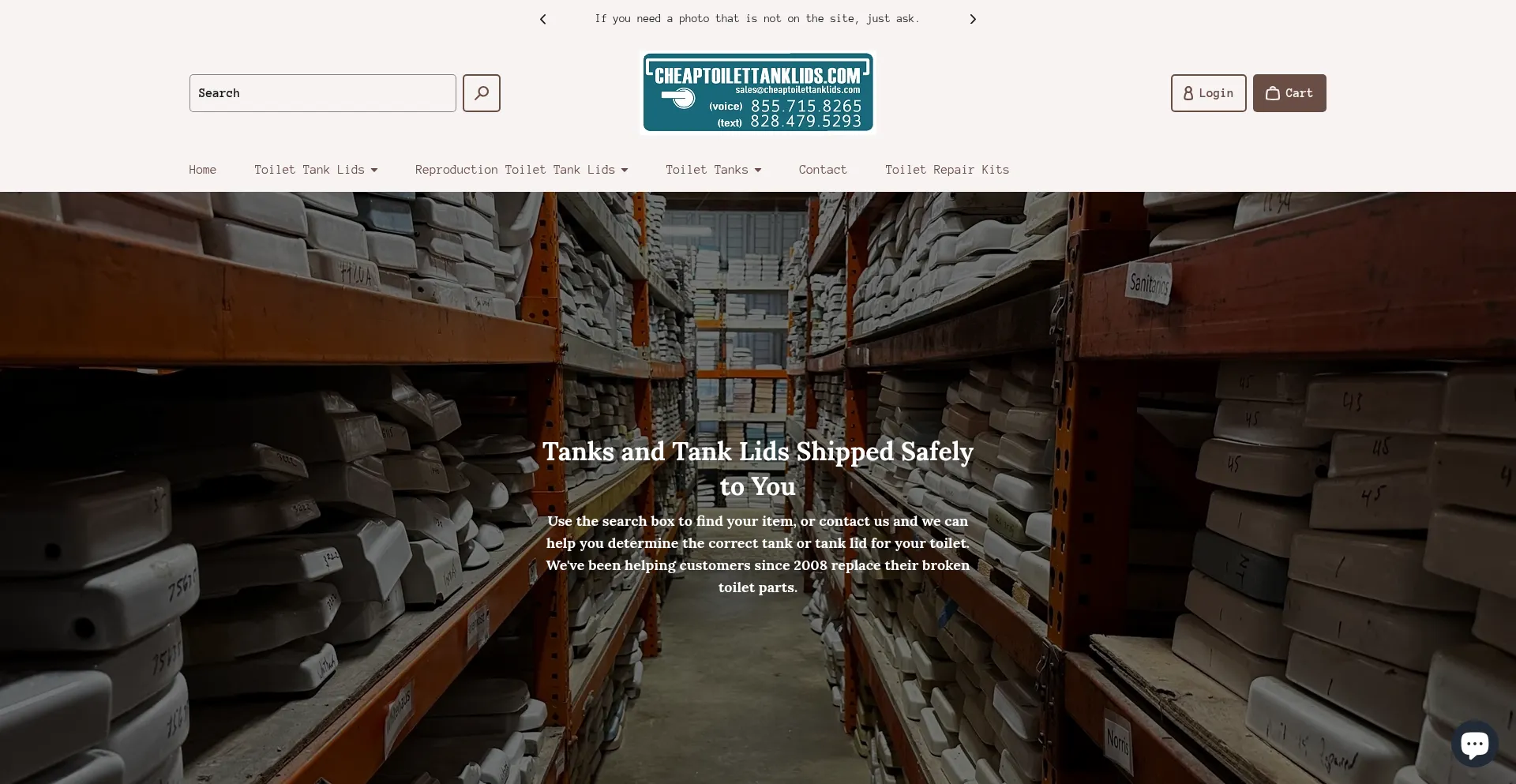 Website screenshot of Cheaptoilettanklids.com