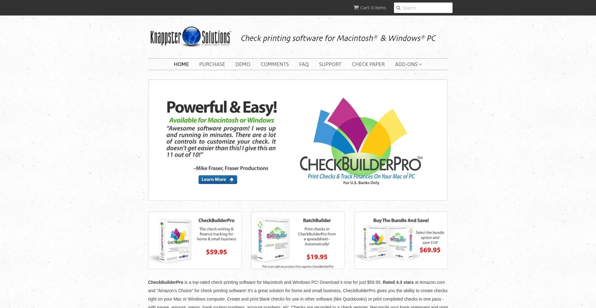 Website screenshot of Checkbuilderpro.com