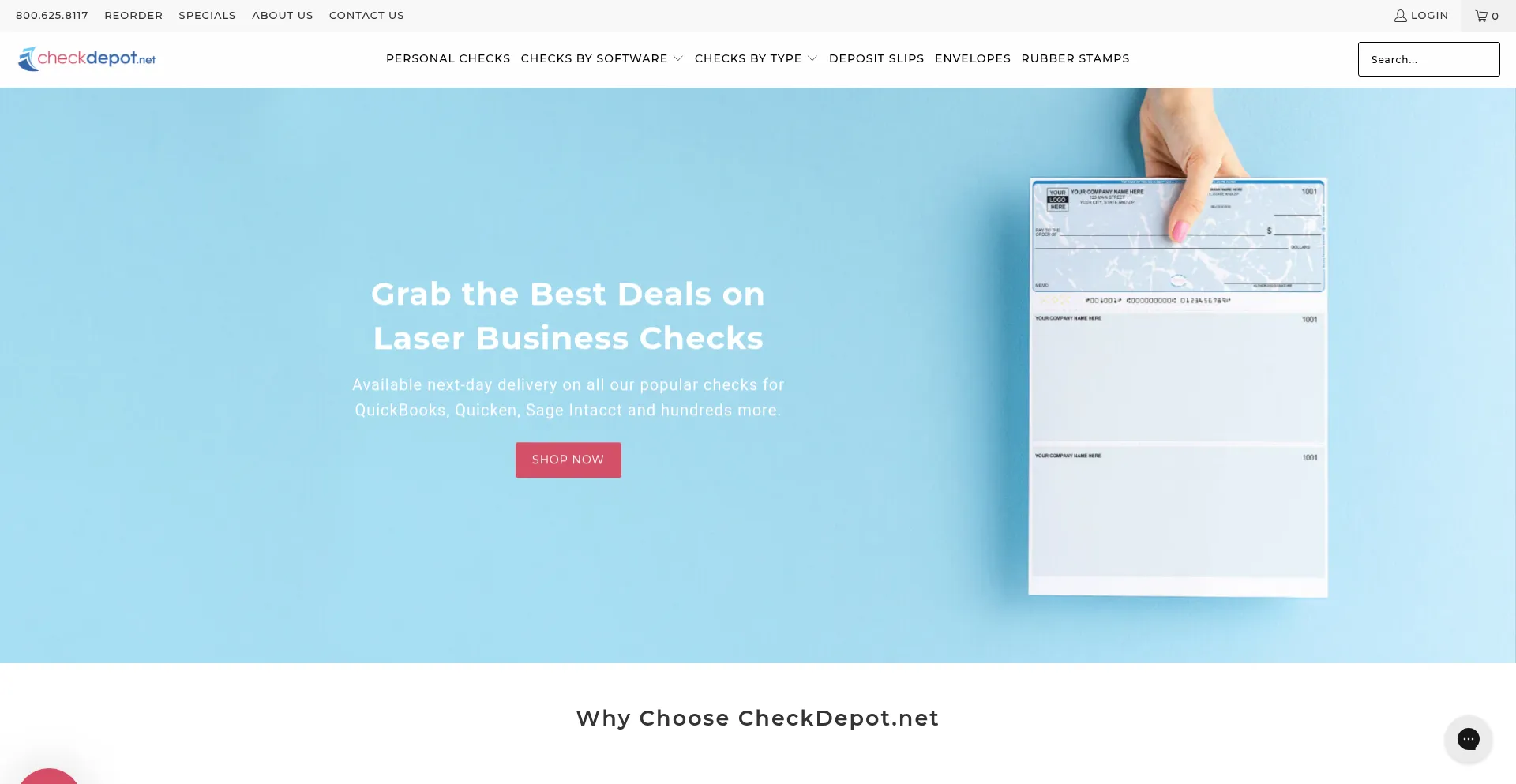 Website screenshot of Checkdepot.net
