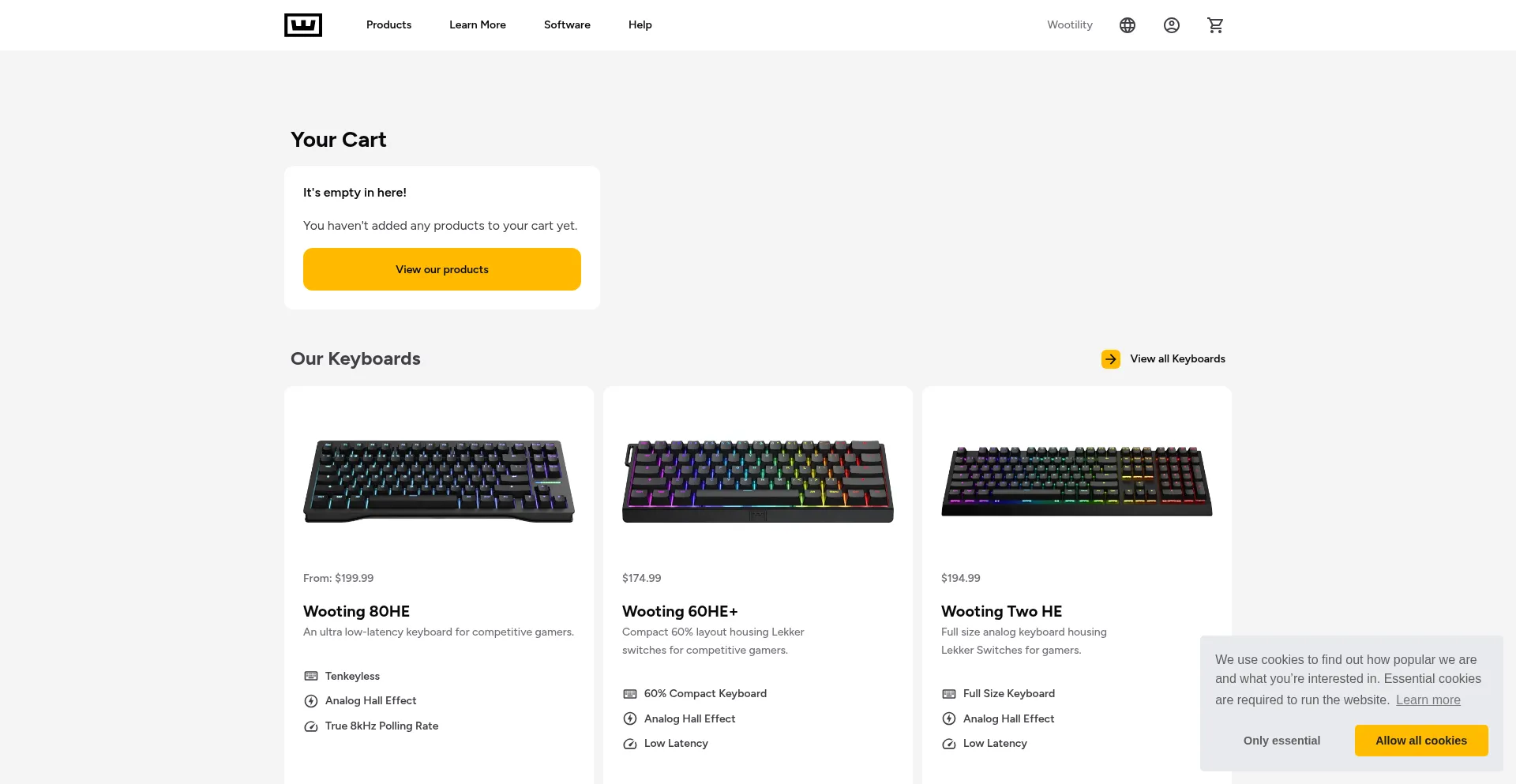 Checkout-eu.wooting.io Screenshot