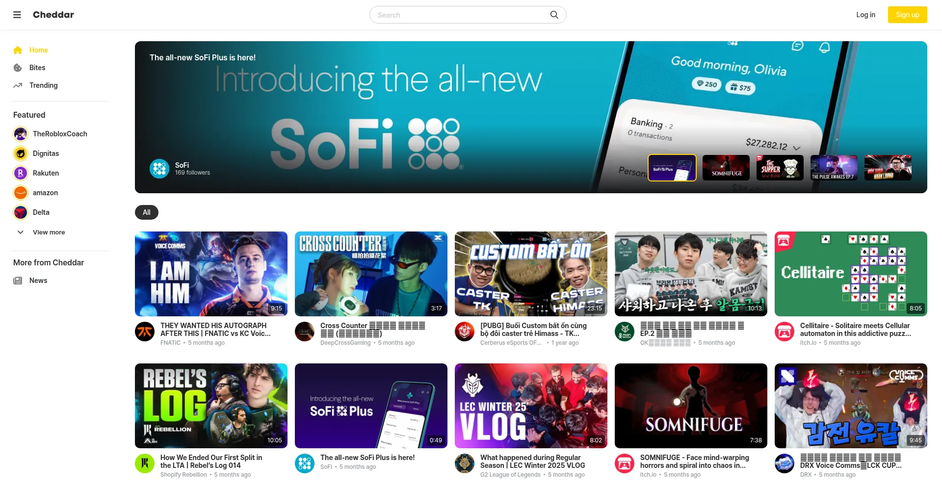 Website screenshot of Cheddar.tv