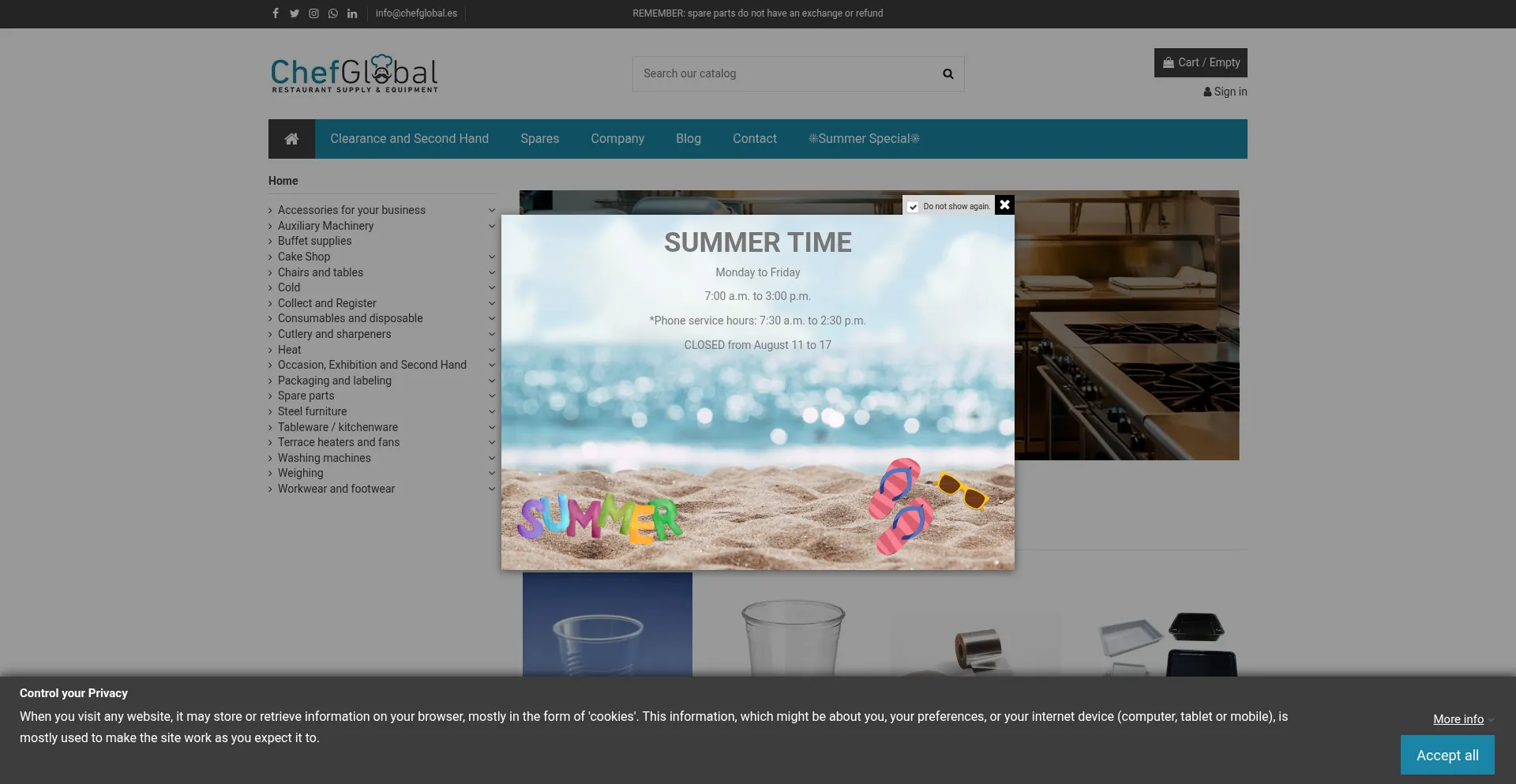 Website screenshot of Chefglobal.es