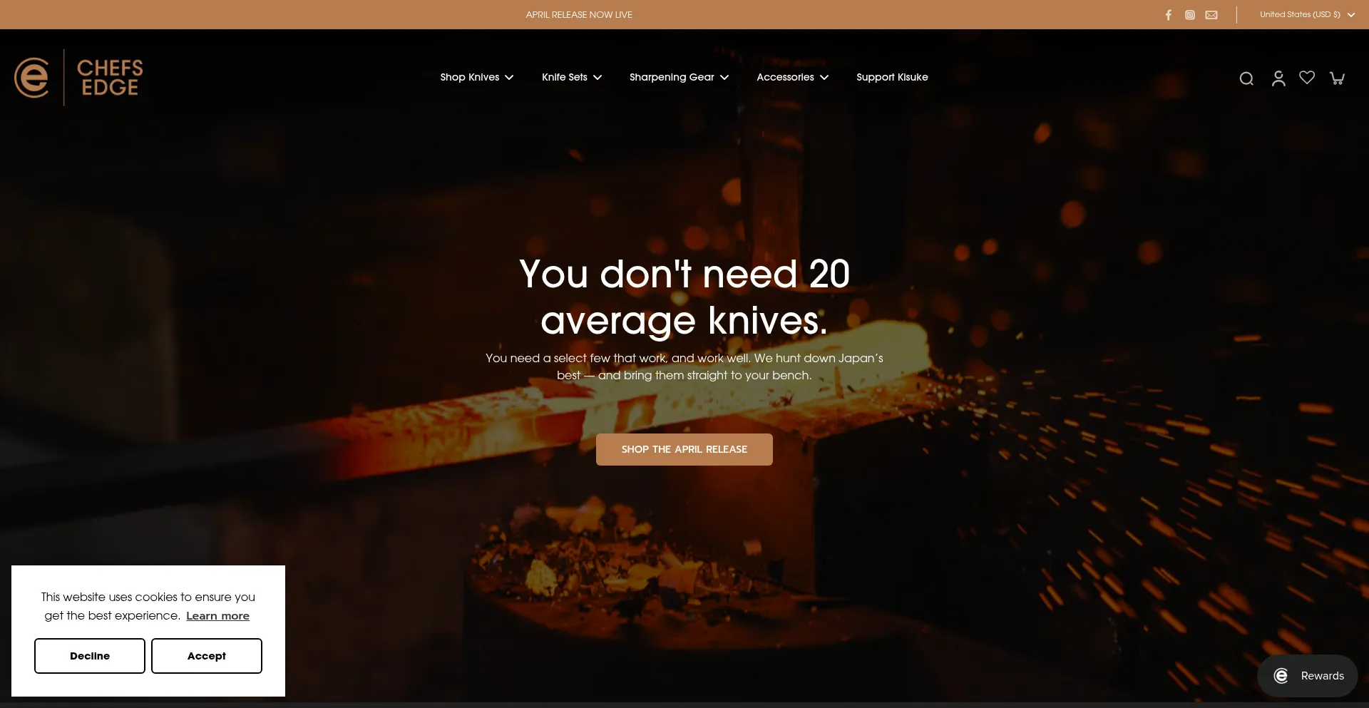 Website screenshot of Chefs-edge.com.au