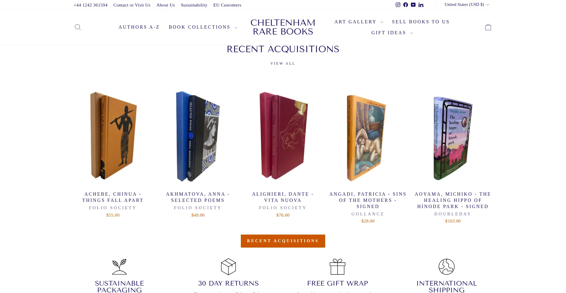 Website screenshot of Cheltenhamrarebooks.co.uk