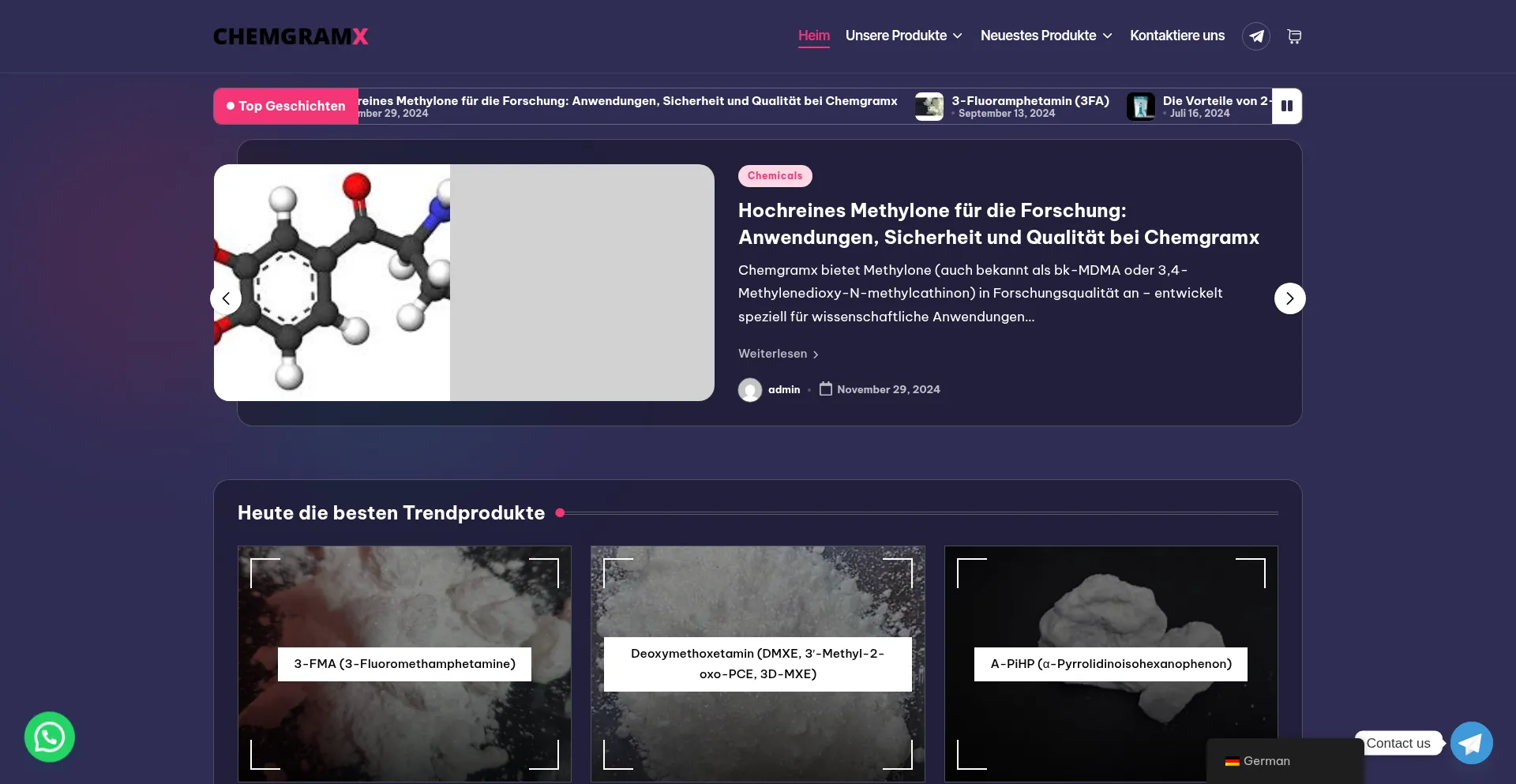 Website screenshot of Chemgramx.com