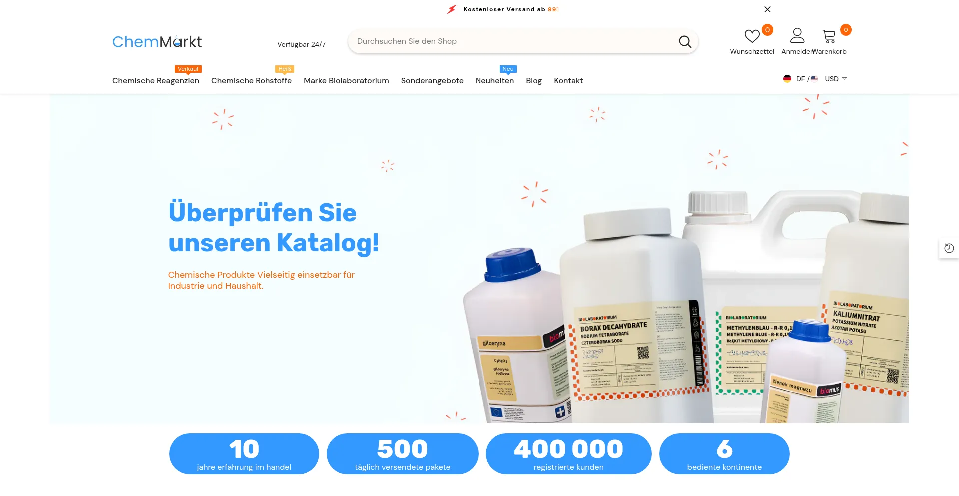 Website screenshot of Chemmarkt.de