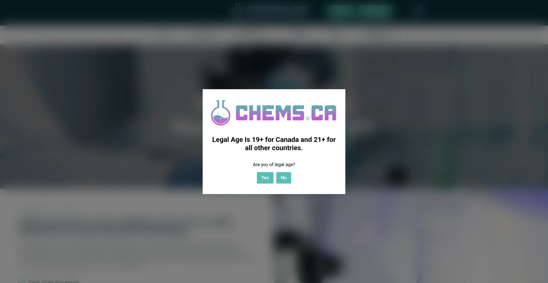 Website screenshot of Chems.ca
