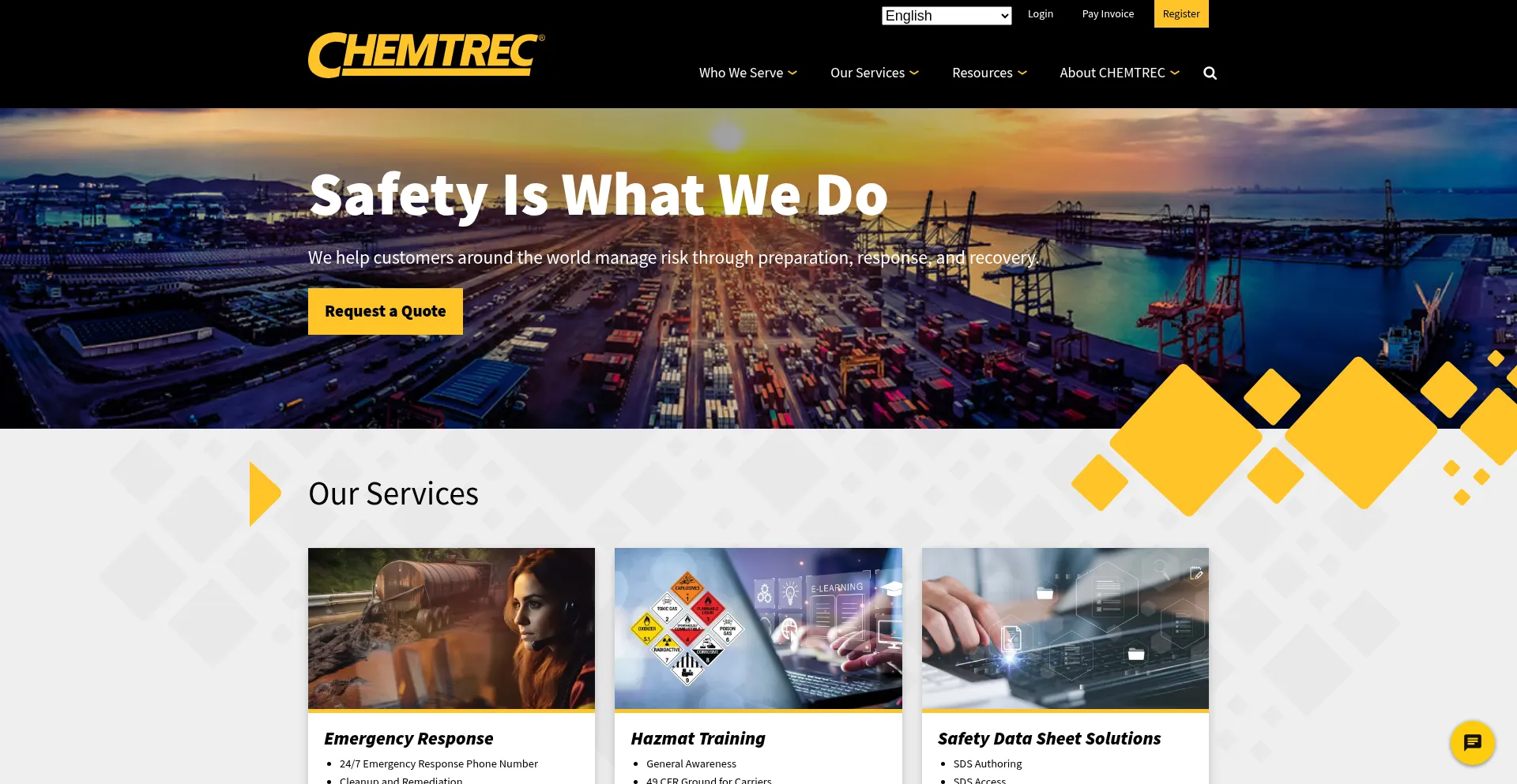 Chemtrec.com Screenshot