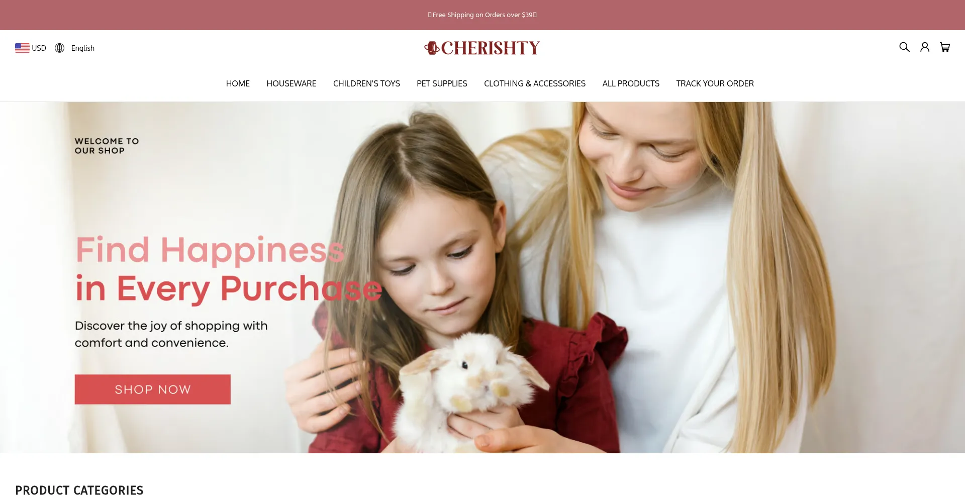 Website screenshot of Cherishty.com