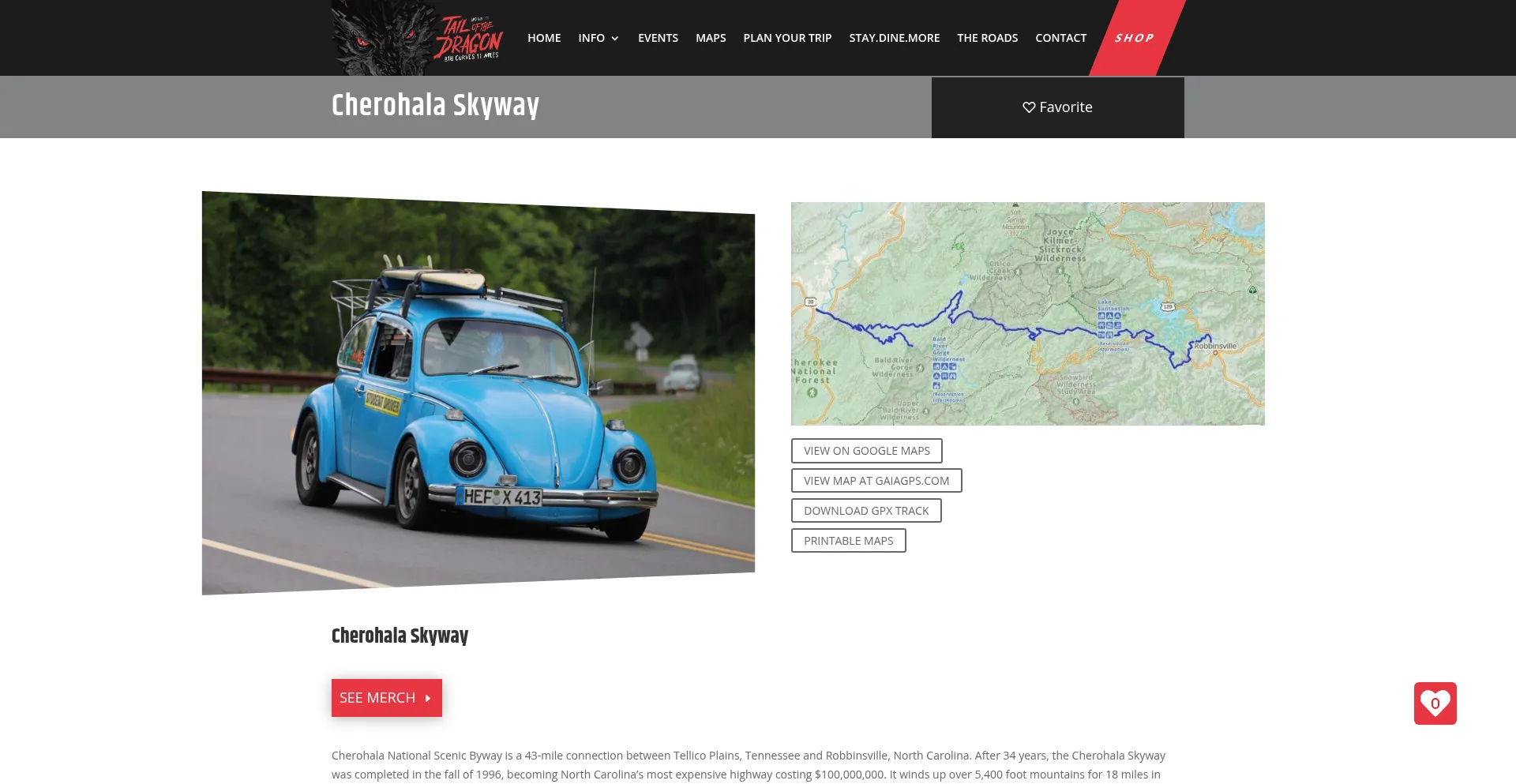 Cherohala.com Screenshot