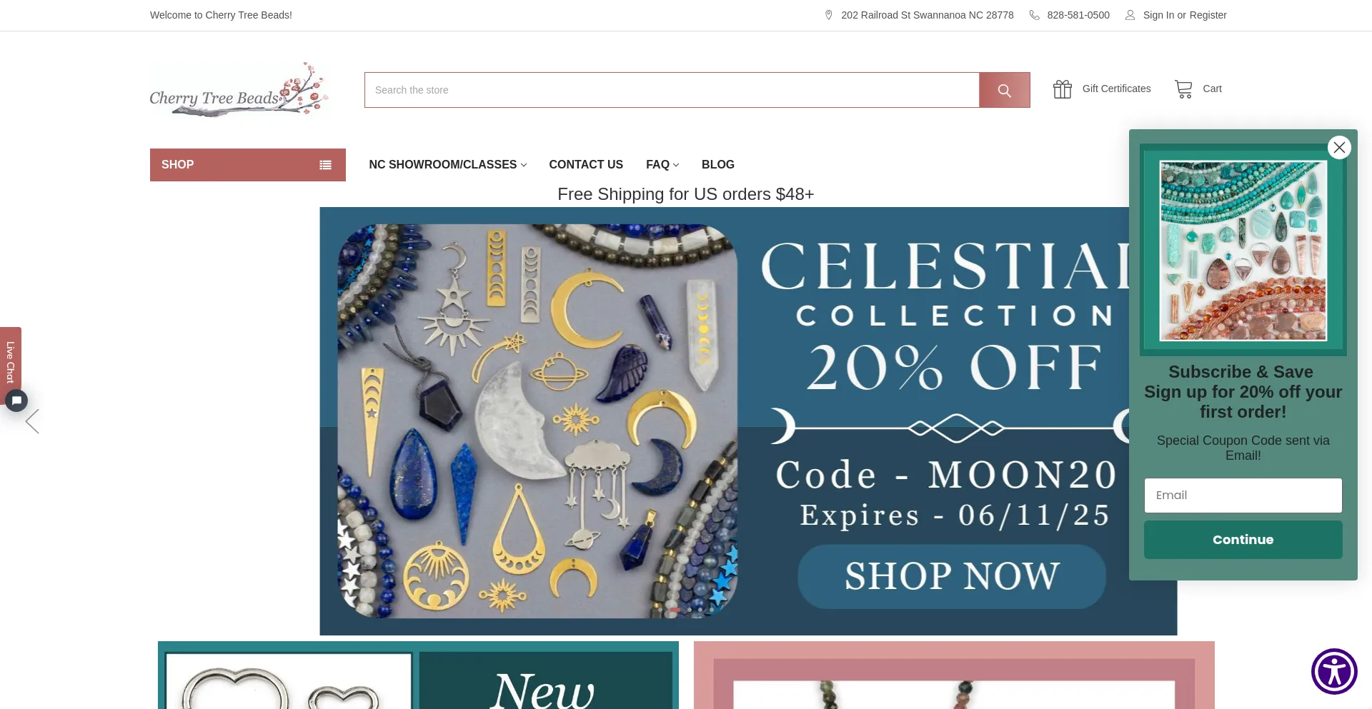 Website screenshot of Cherrytreebeads.com