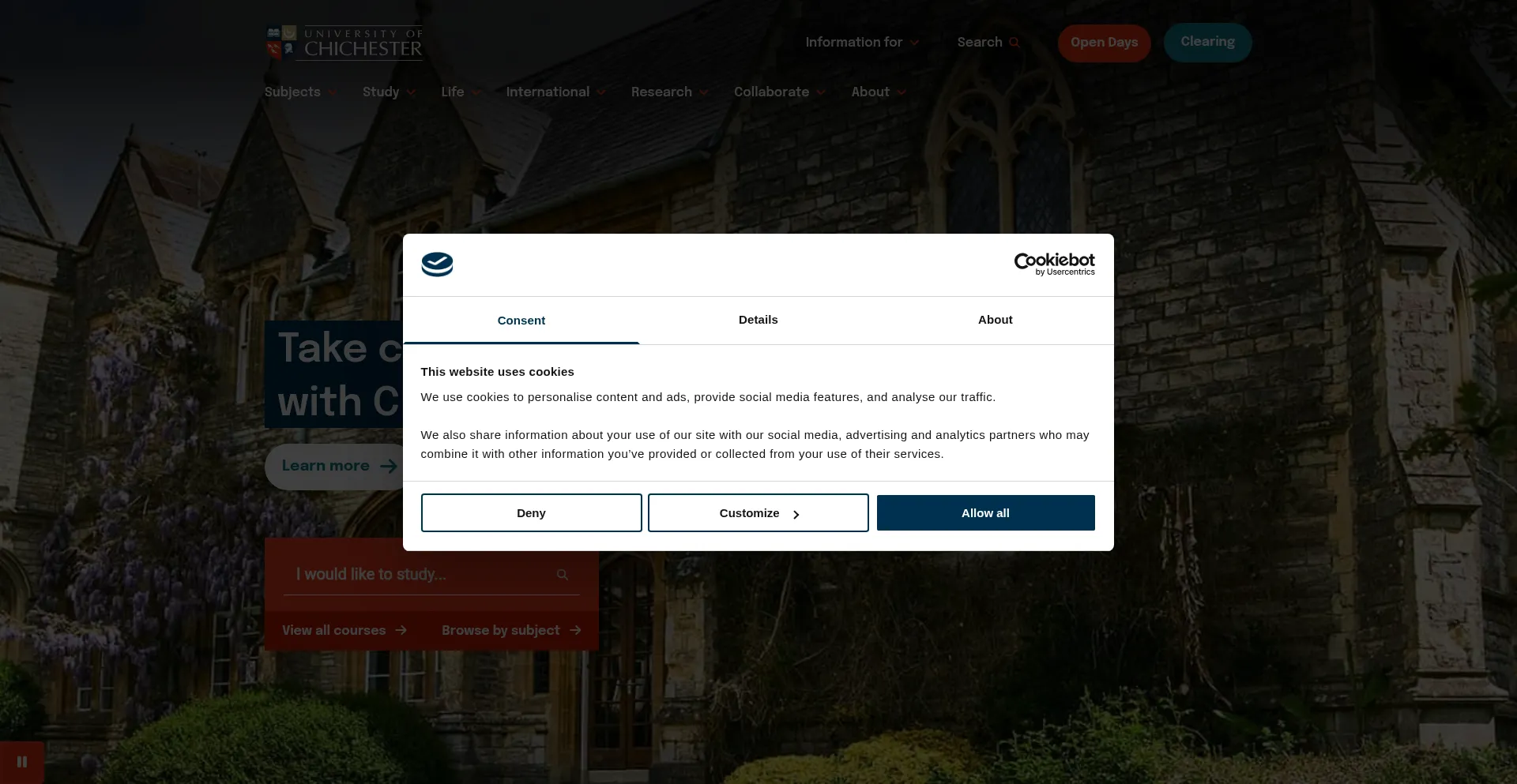 Website screenshot of Chi.ac.uk