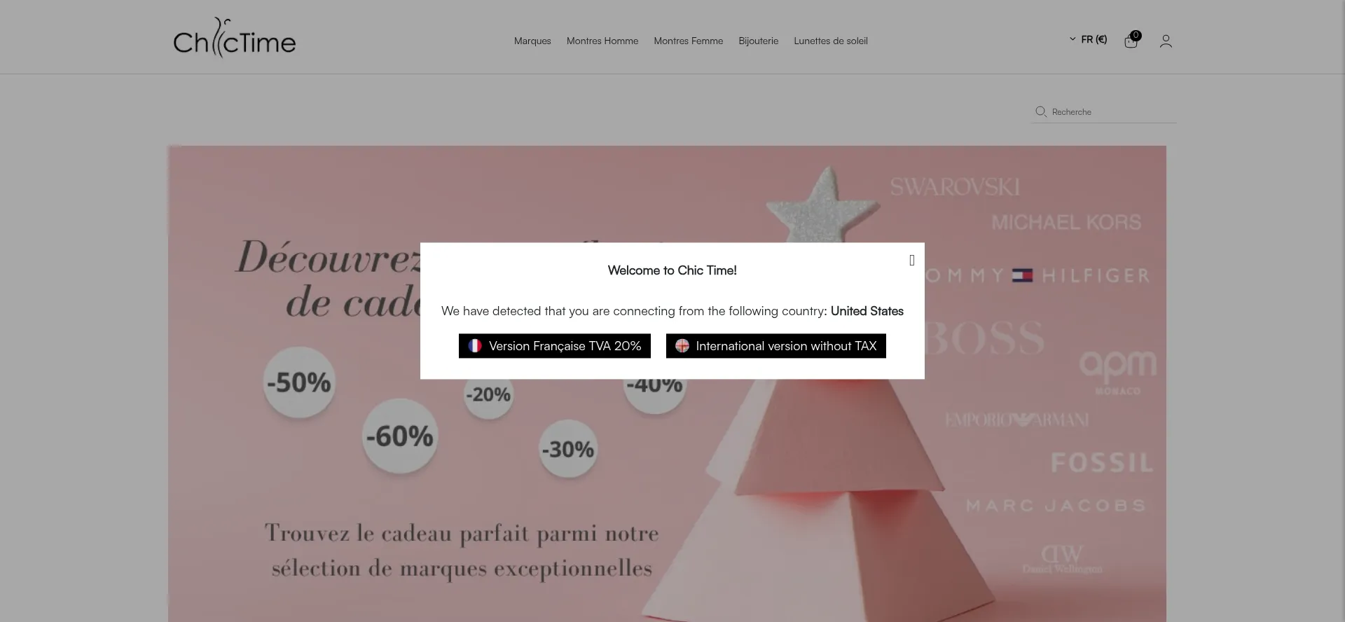 Website screenshot of Chic-time.fr