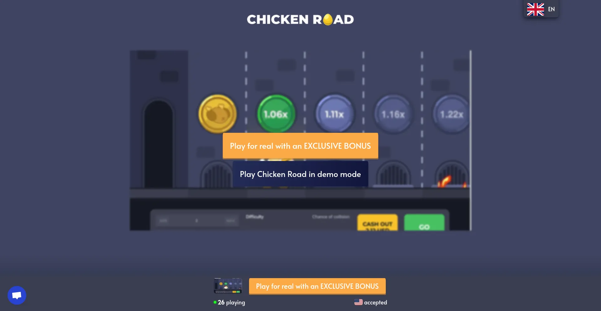 Website screenshot of Chicken-road.net