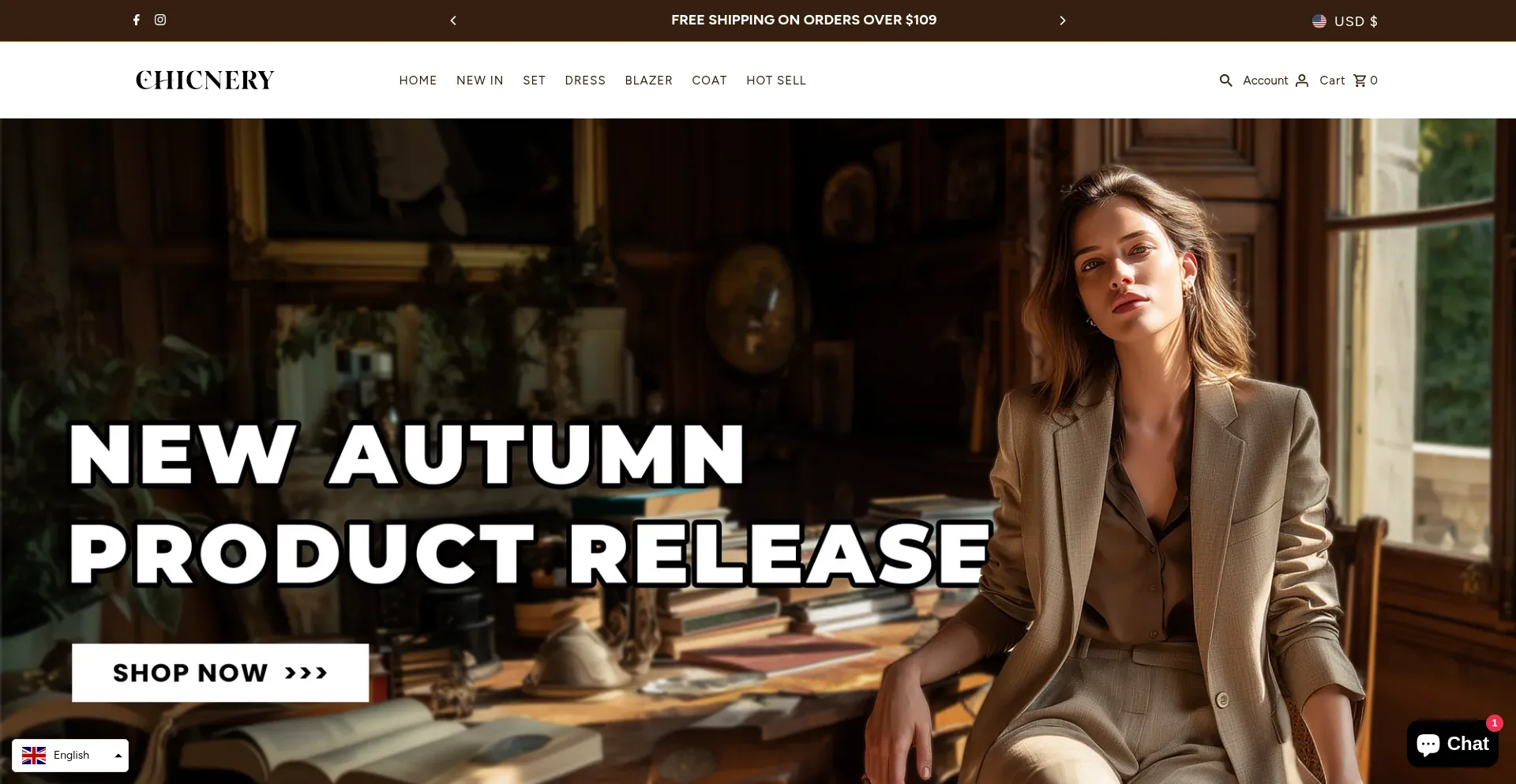 Website screenshot of Chicnery.com