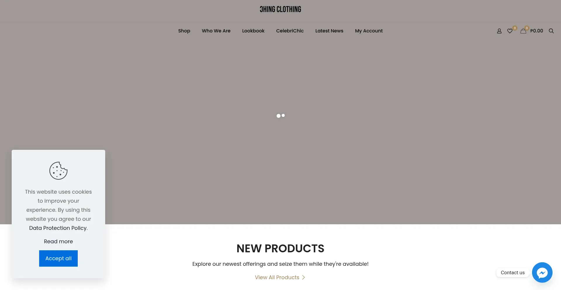 Website screenshot of Chingclothing.com