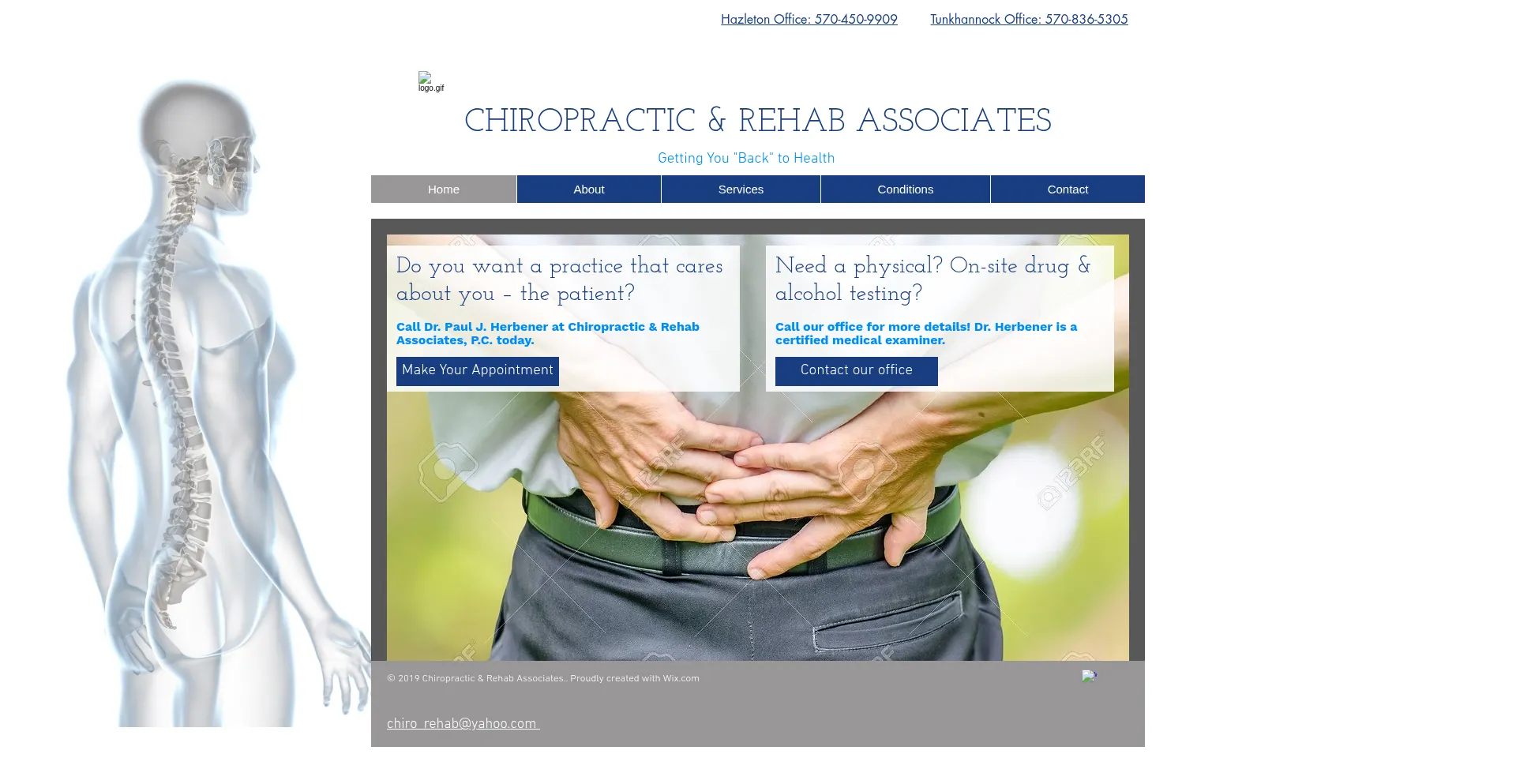 Website screenshot of Chirorehab.us