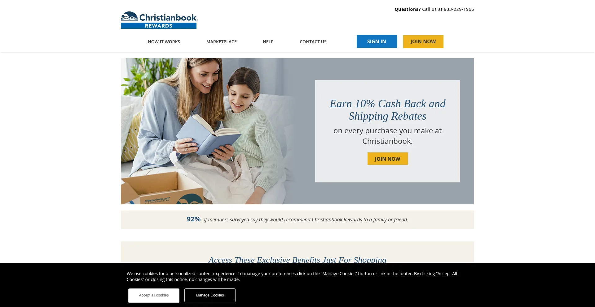 Website screenshot of Christianbookrewards.com