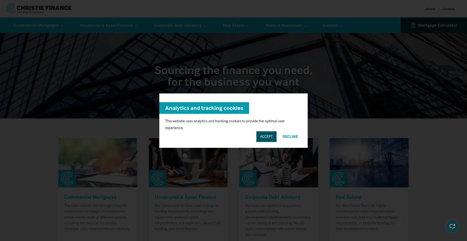 Website screenshot of Christiefinance.com