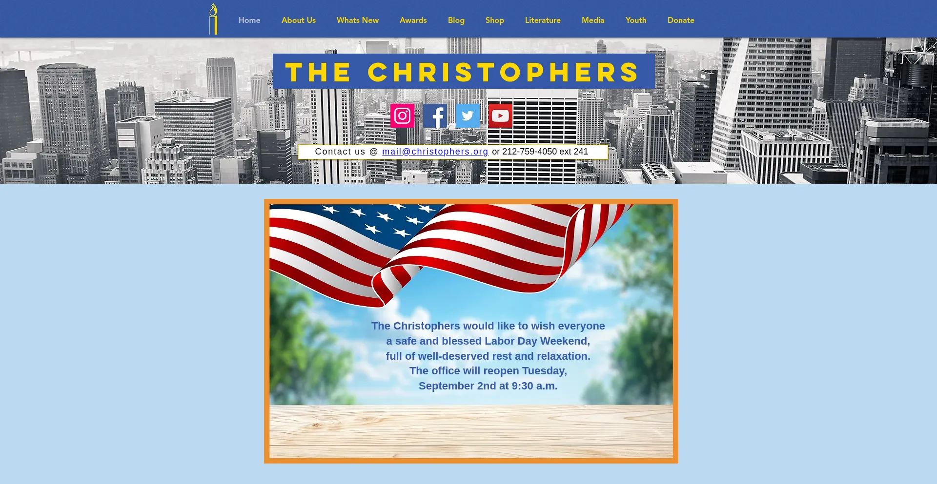 Website screenshot of Christophers.org