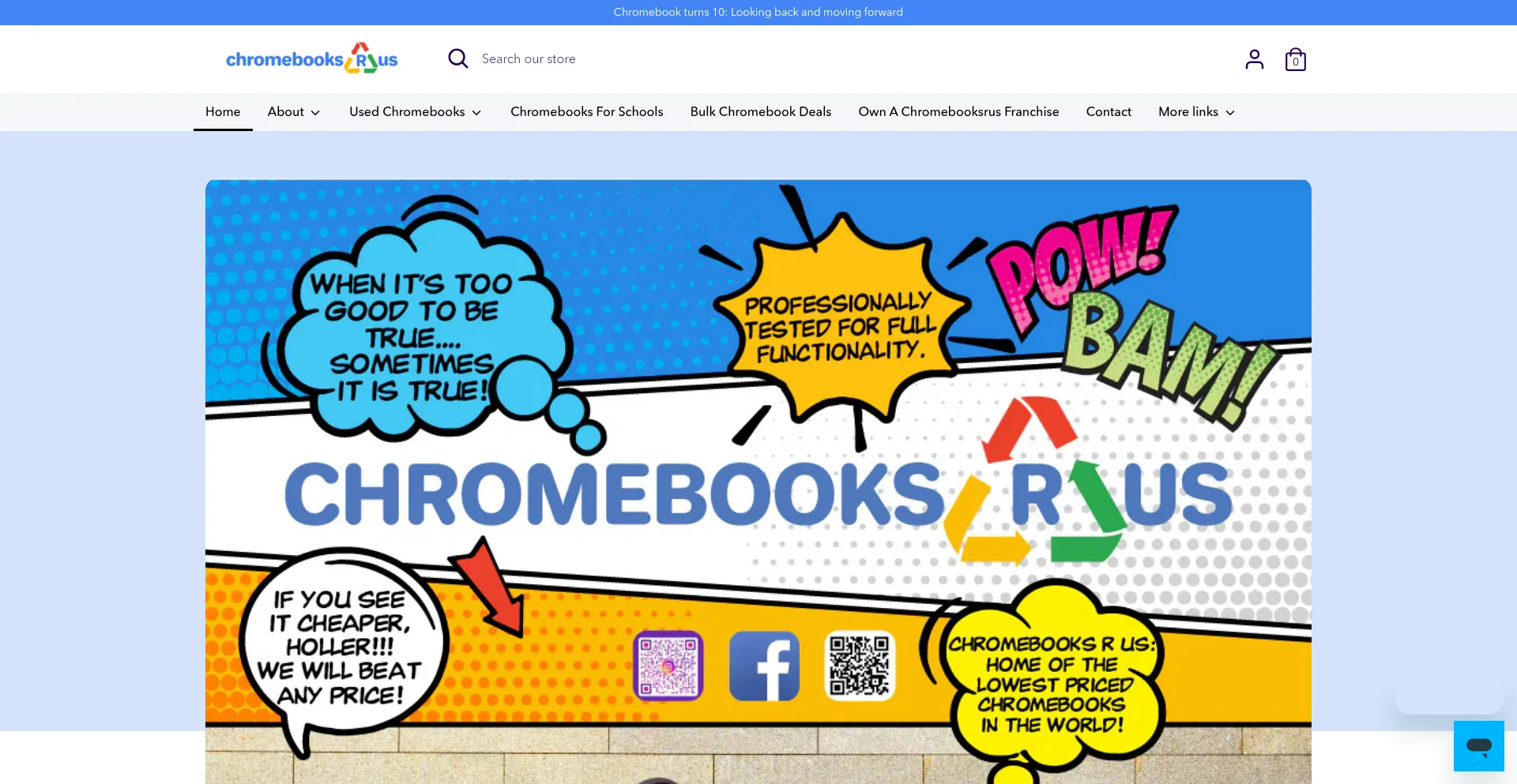 Website screenshot of Chromebooksrus.com