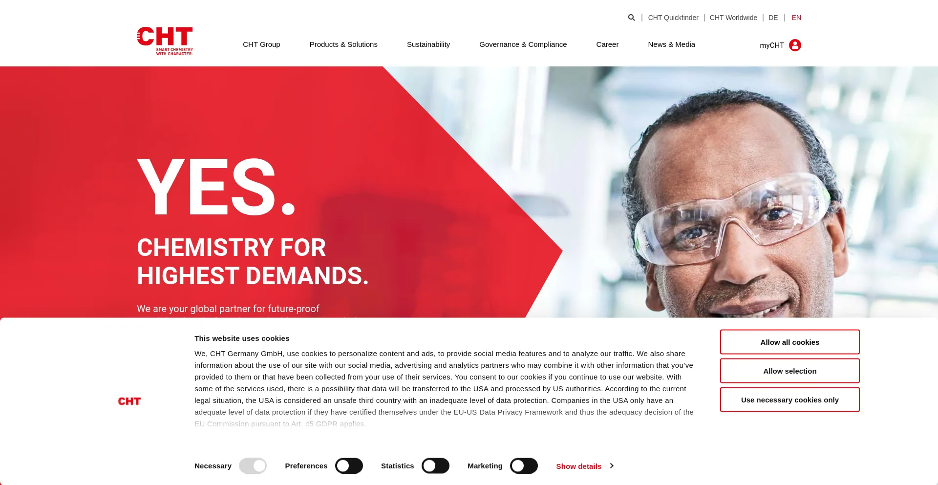 Website screenshot of Cht.com