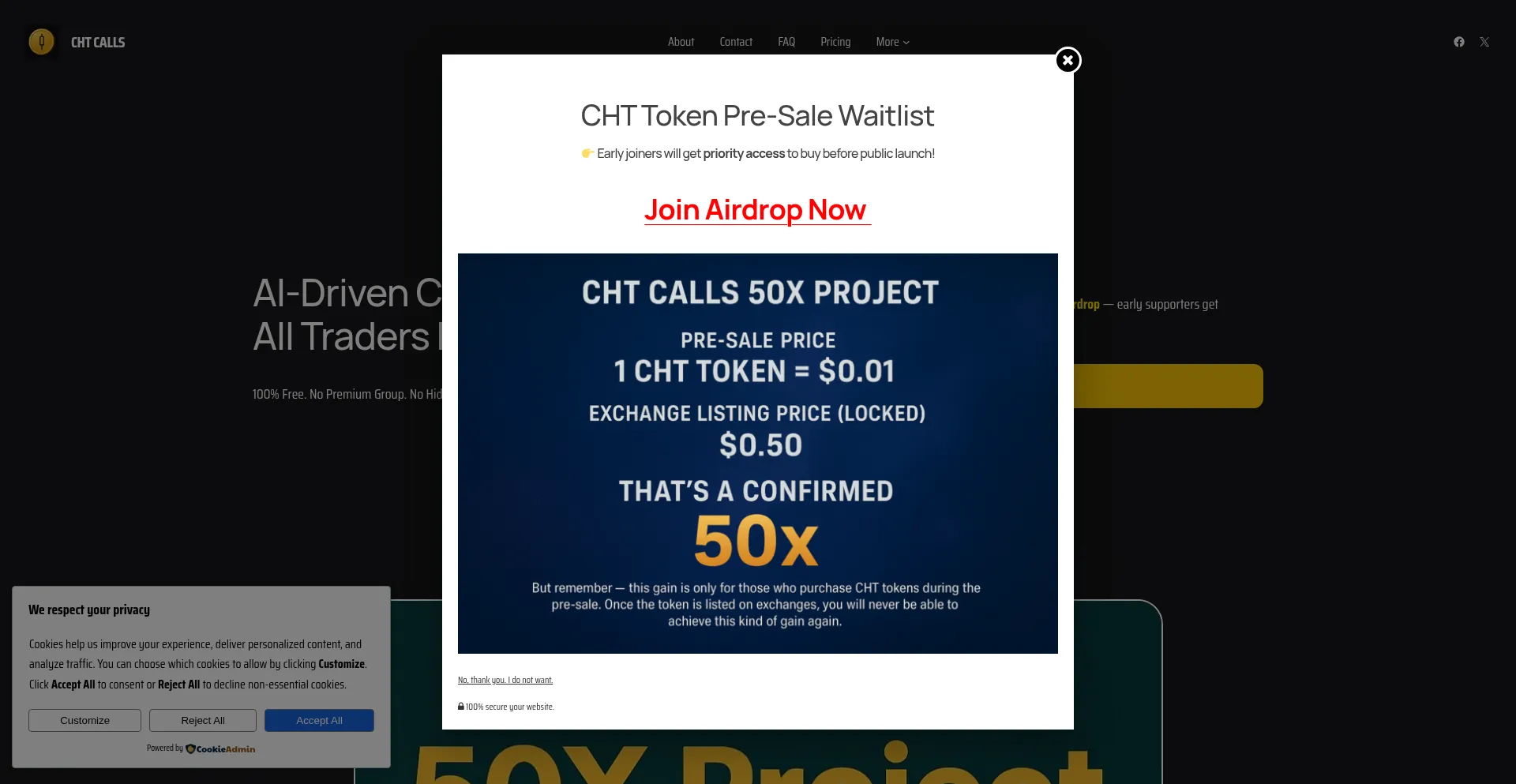Website screenshot of Chtcalls.com