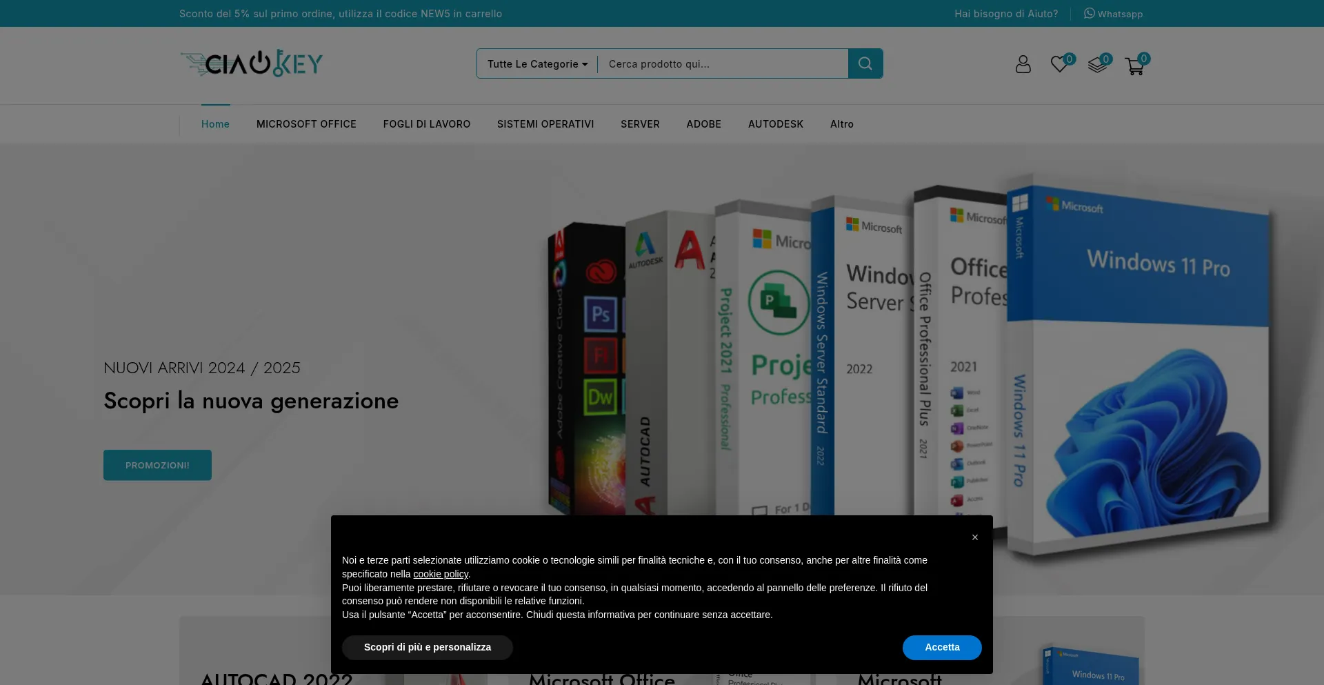 Website screenshot of Ciaokey.it
