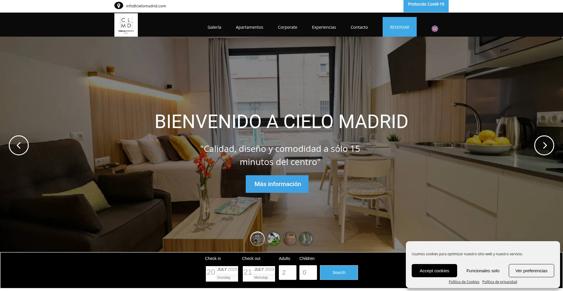 Website screenshot of Cielomadrid.com