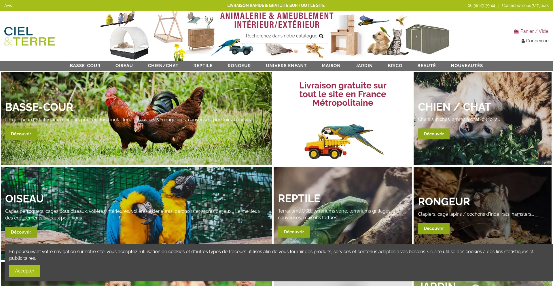 Website screenshot of Cielterre-commerce.fr