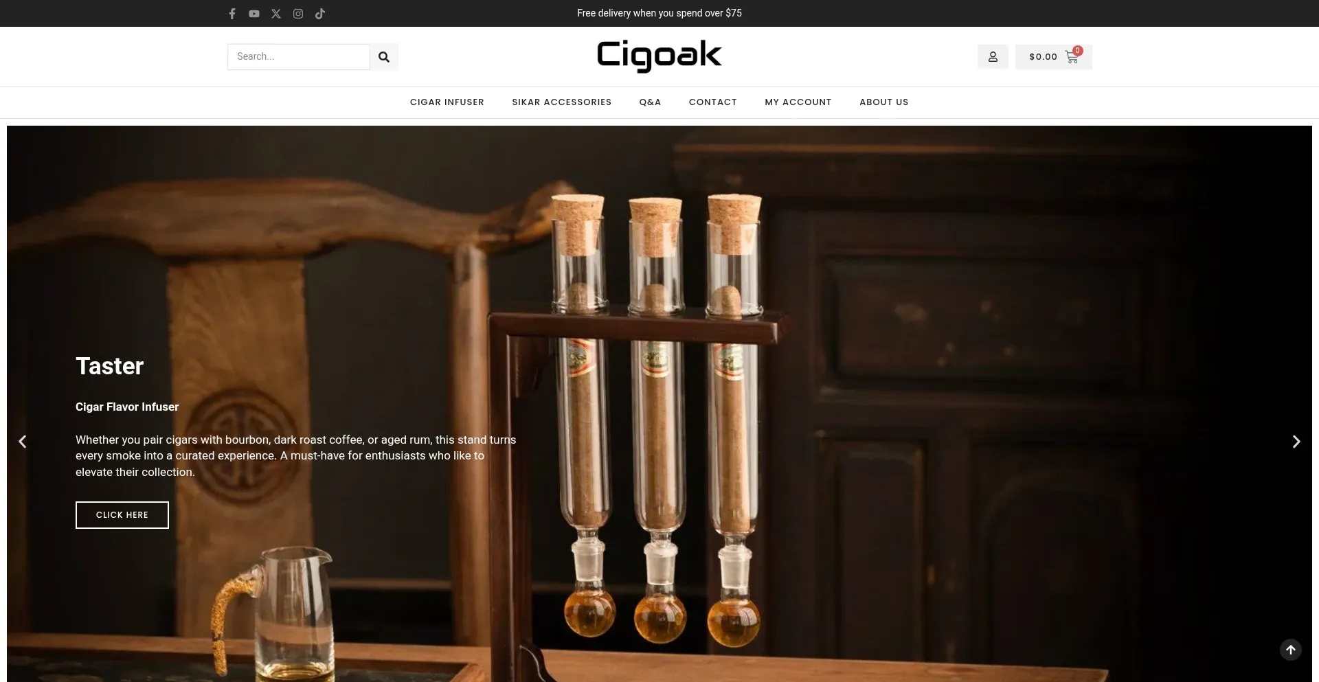 Website screenshot of Cigoak.com