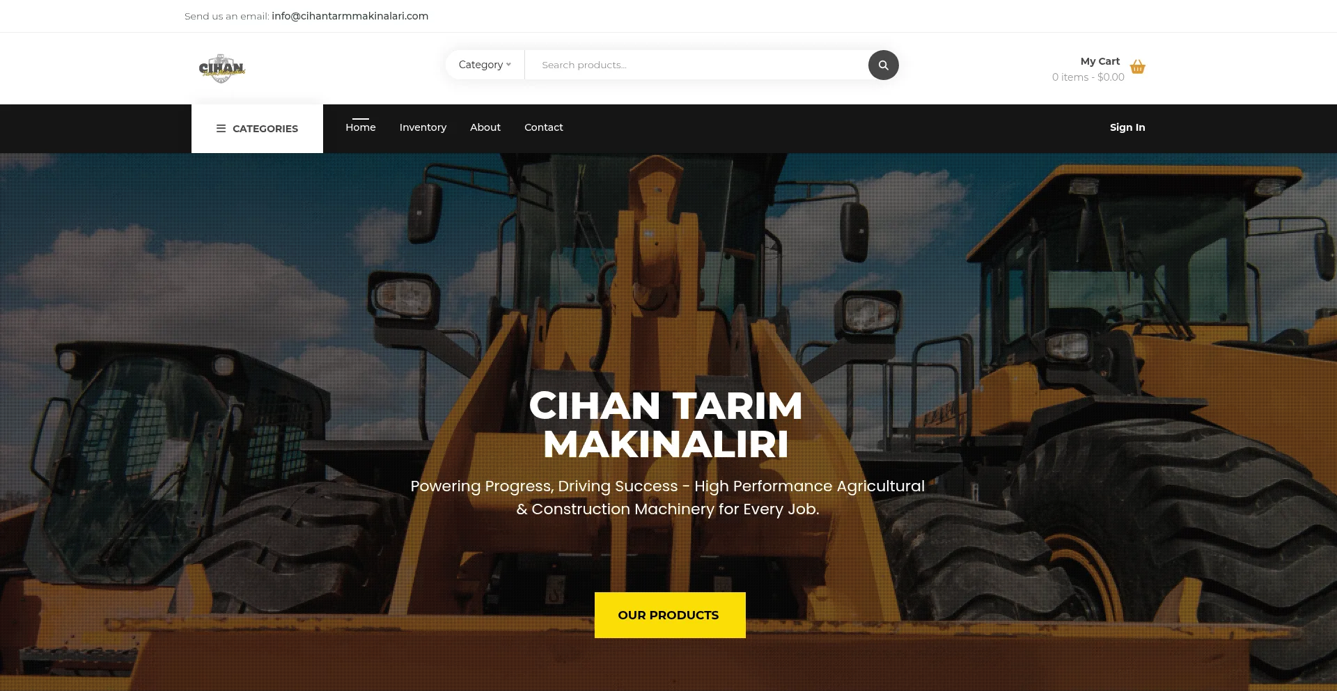 Website screenshot of Cihantarmmakinalari.com