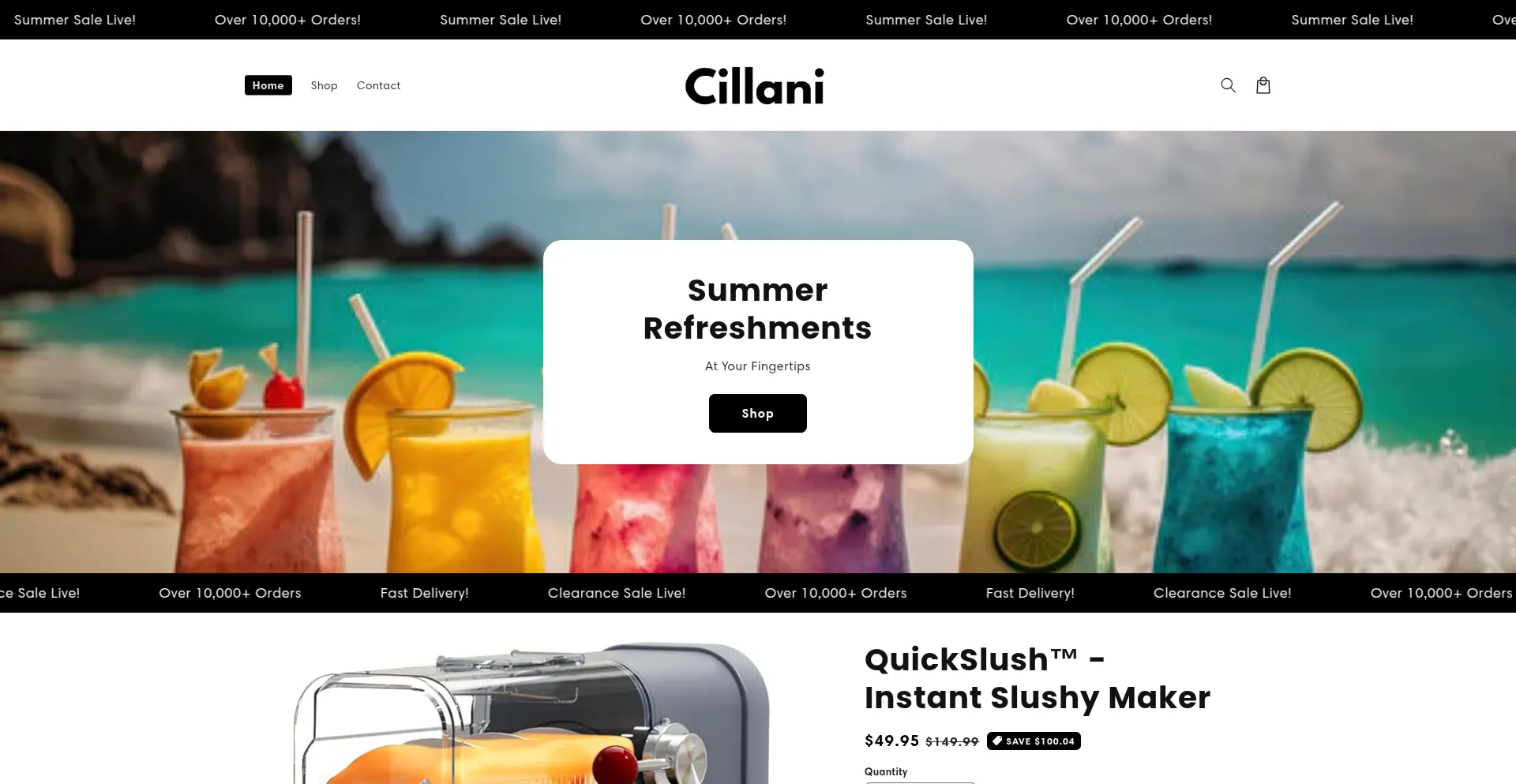 Website screenshot of Cillani.com