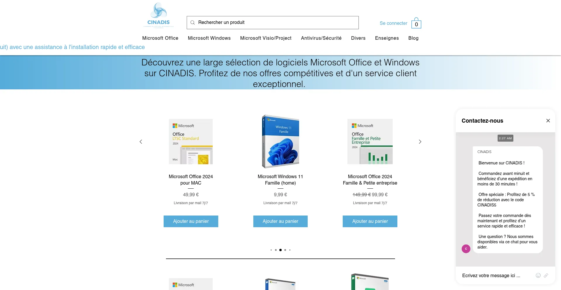 Website screenshot of Cinadis.com