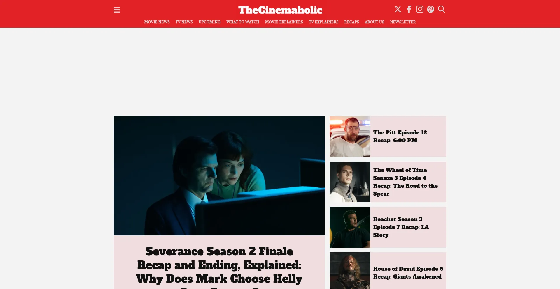 Website screenshot of Cinemaholic.com