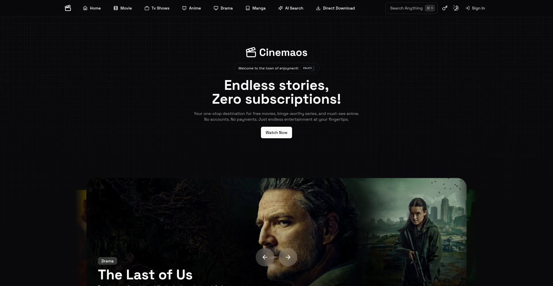 Website screenshot of Cinemaos-v3.vercel.app