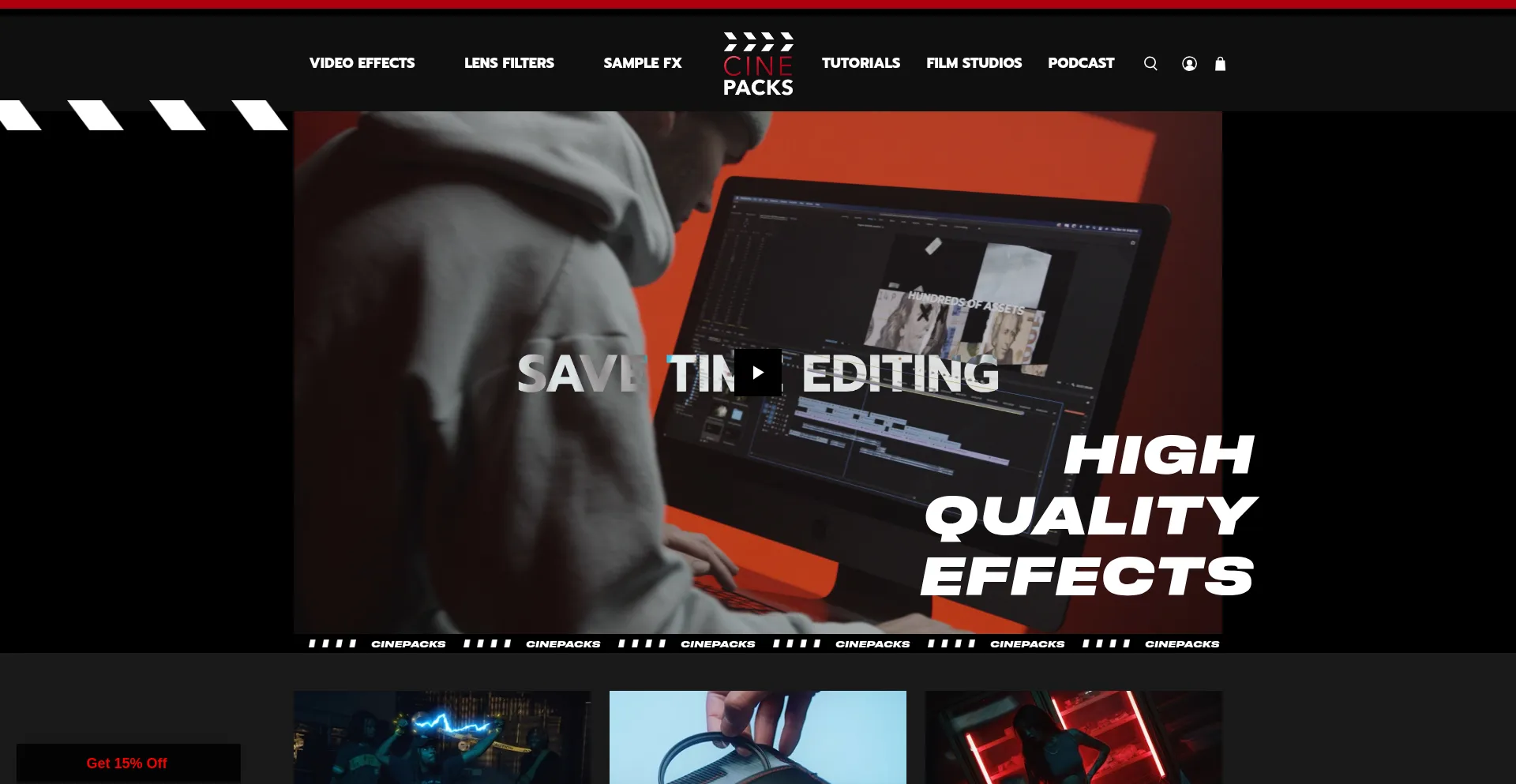 Website screenshot of Cinepacks.store