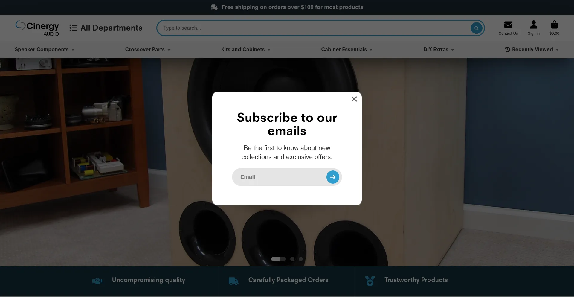 Website screenshot of Cinergyaudio.com