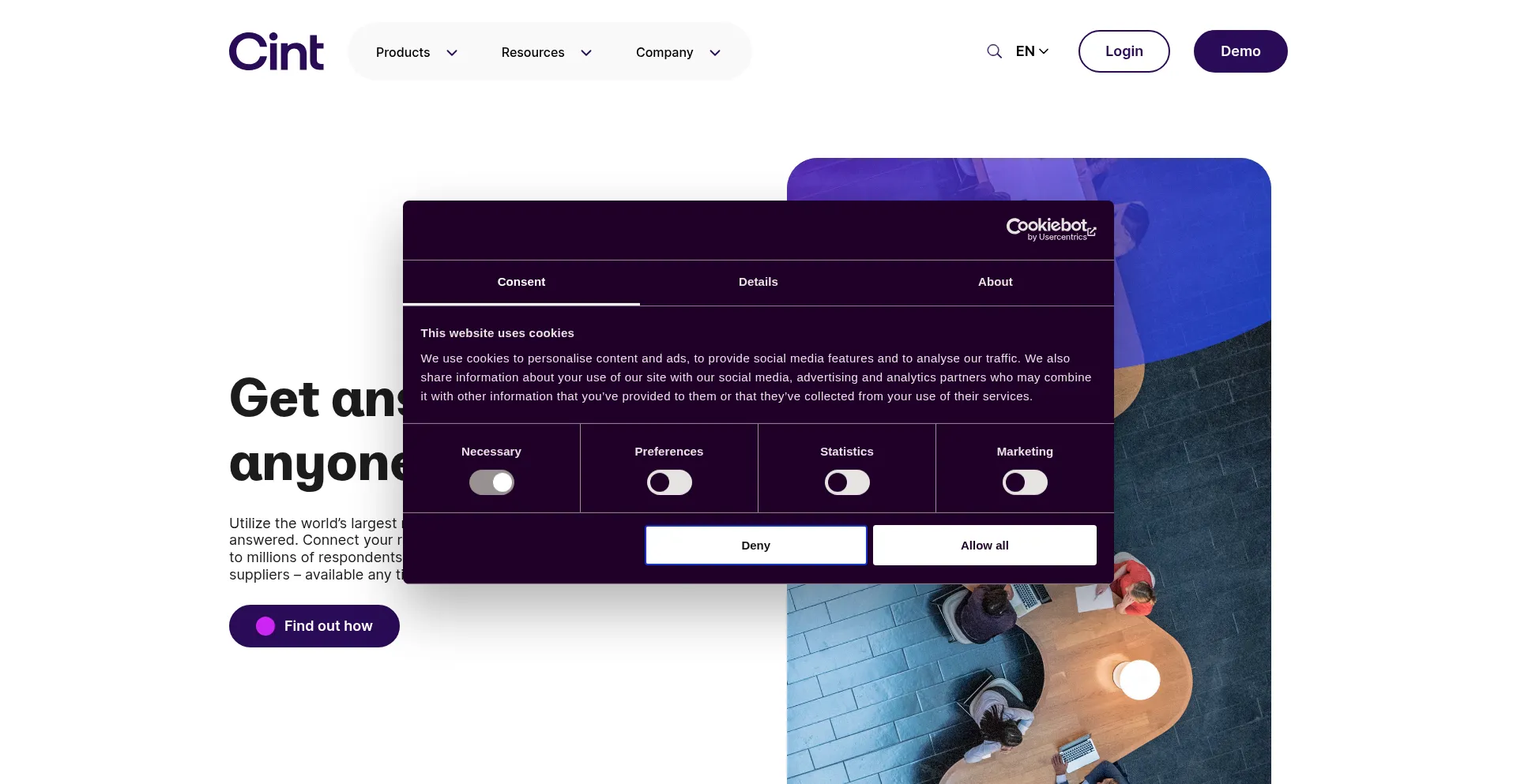 Cint.com Screenshot