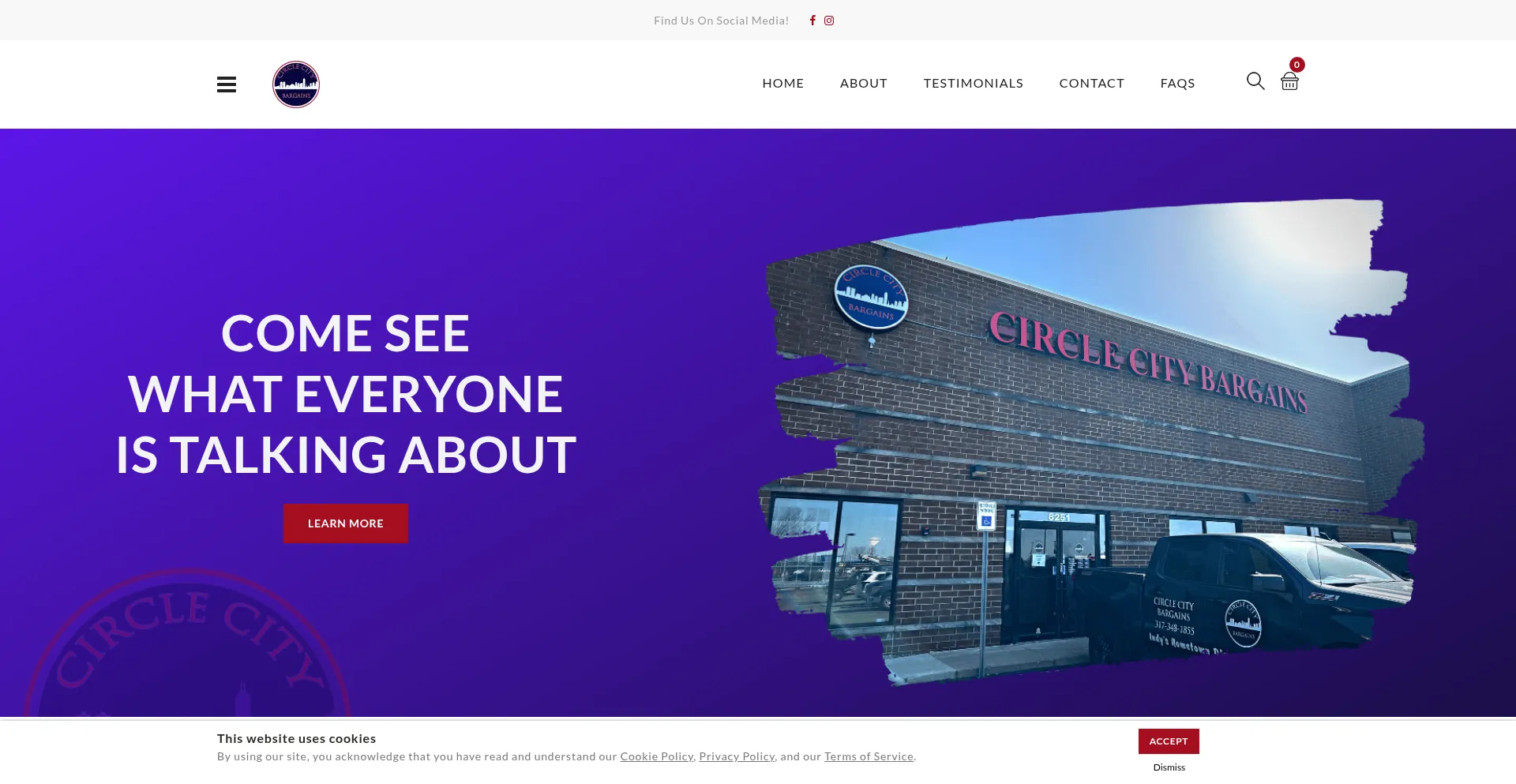 Website screenshot of Circlecitybargains.com