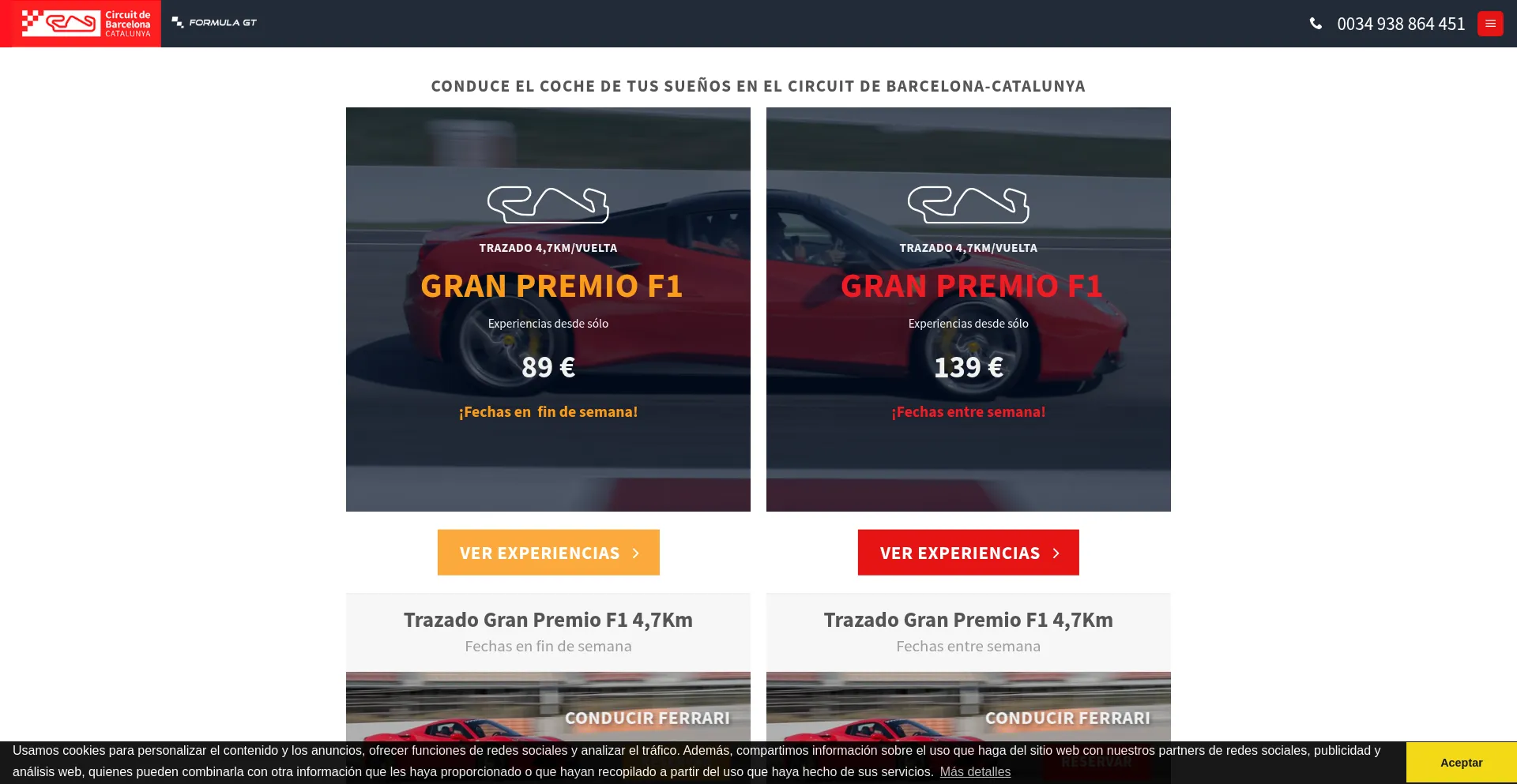 Website screenshot of Circuitcatexperience.com