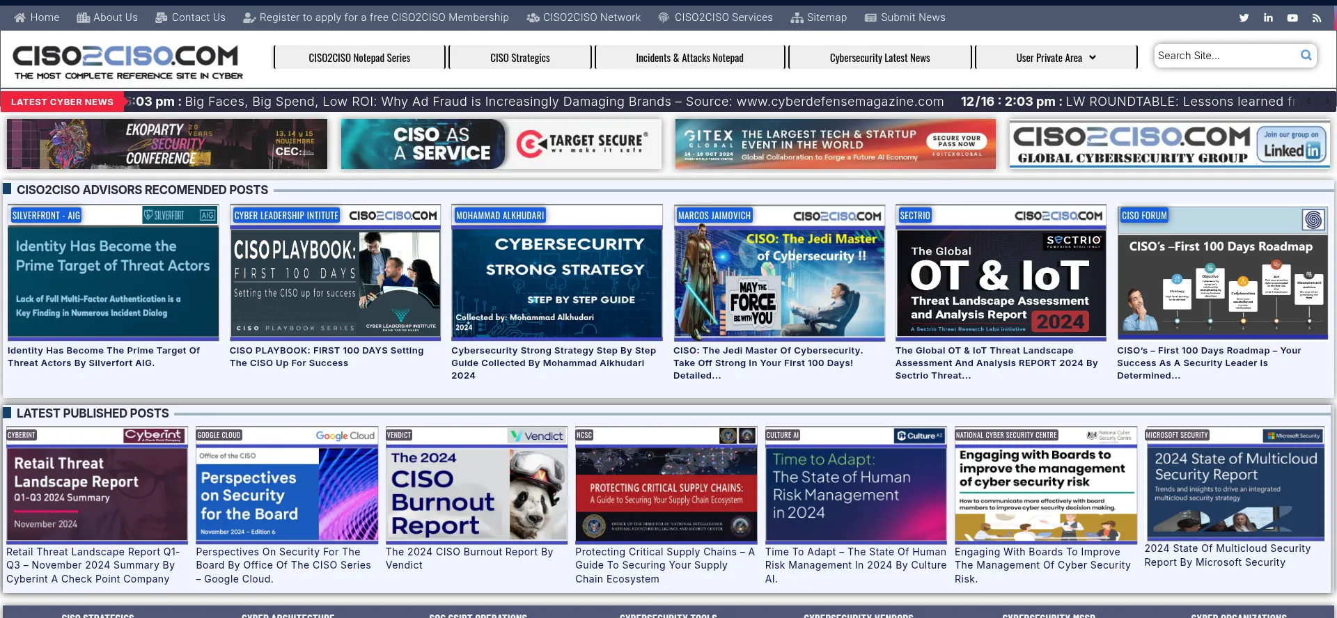 Website screenshot of Ciso2ciso.com