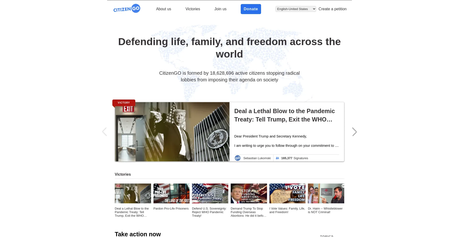 Website screenshot of Citizengo.org